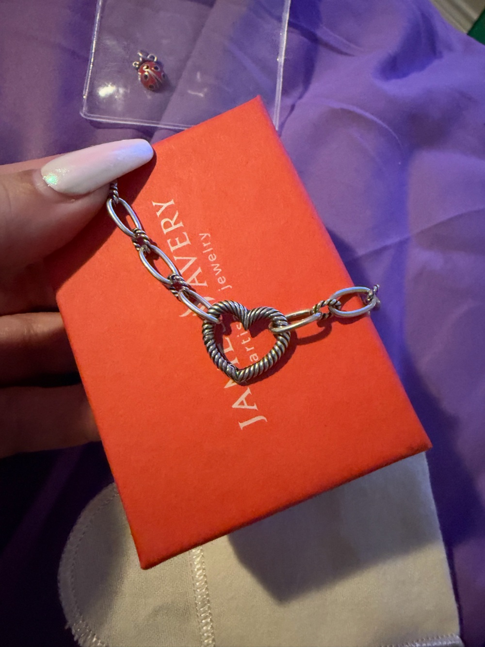 James Avery Twisted Heart Link interchangeable charm Bracelet - Silver - Large